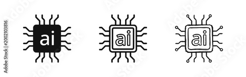 AI Artificial Intelligence Chipset and Processor Icon Set