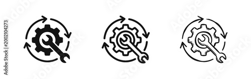 Technical Support and Maintenance Process Icon Set