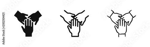 Teamwork Hands Stacked and Unity Partnership Icon Set