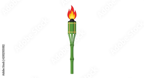 Green Bamboo Torch with Flame 1.