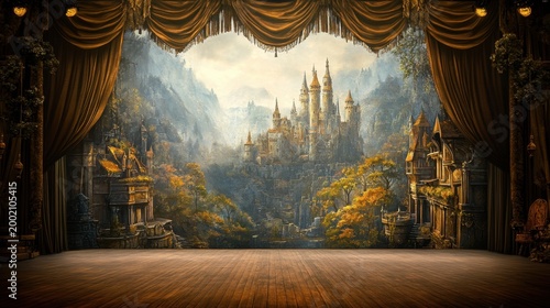 Vibrant Fantastical Castle Painted Backdrop fadzm2