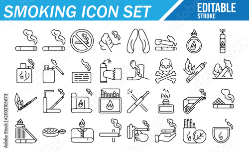 Smoking Ban Vape Tobacco and Health Warning Icons