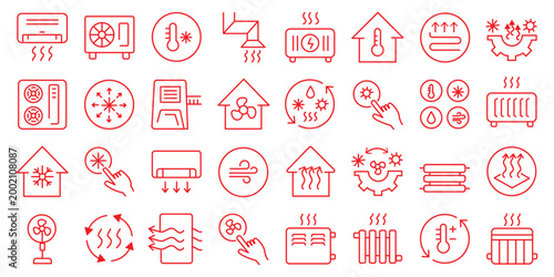 Air Conditioning icon set. Cooling appliance and heating symbol. Vector illustration