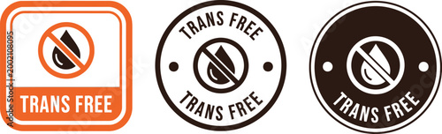Trans Fat Free Label Set – Healthy Food Icons for Packaging, Nutrition, and Dietary Marketing
