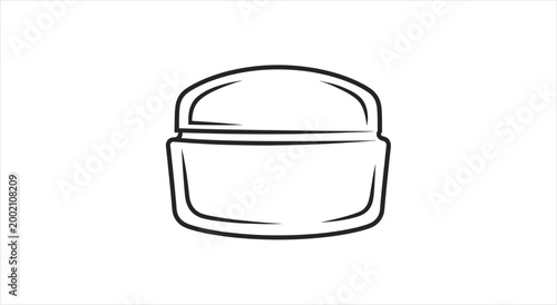 Simple line art drawing of a cosmetic cream jar.