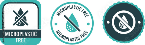 Microplastic Free Badge Icons Set for Eco-Friendly Packaging and Sustainable Product Labels