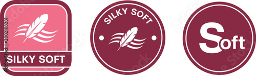 Silky Soft Badge Icons Collection for Product Packaging and Branding in Pink and Maroon Colors