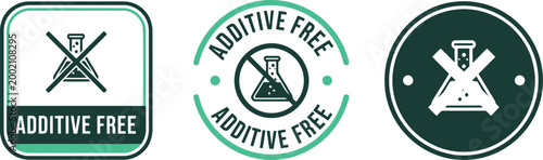 Additive Free Label Icons Set for Organic Food Packaging and Natural Product Branding