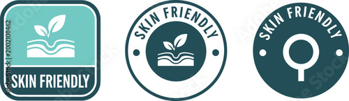 Skin Friendly Badge Icons Set for Cosmetics and Personal Care Product Labels, Vector Illustration