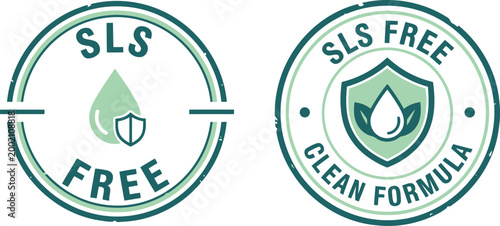SLS Free Clean Formula Badge Icons for Natural Organic Cosmetic and Skincare Product Labels