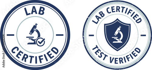 Lab Certified and Test Verified Badge Icons for Medical and Scientific Product Approval