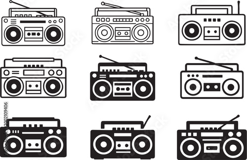 Boombox Icon Line and Flat Style Audio Player Symbol for Graphic Design Vector Illustration