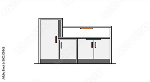 Minimalist Kitchen Cabinetry and Refrigerator Illustration.