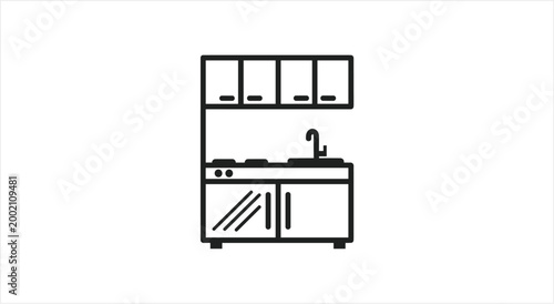 Minimalist Kitchenette Icon - Sleek Design for Modern Living Spaces.