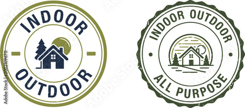 Indoor Outdoor All Purpose Badge Logos with Cabin and Nature Elements for Versatile Product Branding
