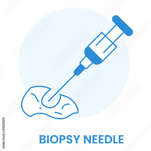 Syringe Biopsy Line Icon for Clinical Diagnosis Concept