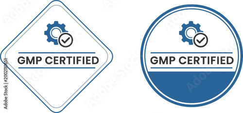 GMP Certified Badge Icons Set for Quality Assurance and Manufacturing Compliance Labels