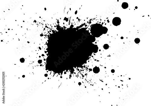 black ink brush dropped painting splatter splash grunge graphic element