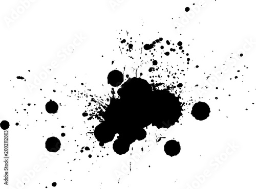 black ink brush dropped splatter splash grunge graphic element
