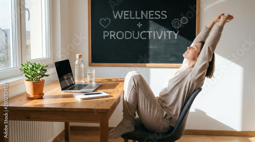 Wellness and productivity concept with woman relaxing