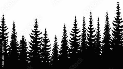 forest silhouette against a white background solid black tree line