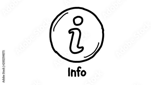 Foto Hand drawn information icon doodle with info text on transparent background Alph