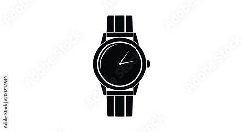 Wristwatch with leather strap black silhouette high quality