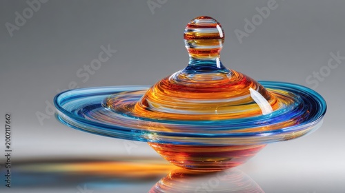 Vibrant Swirling Glass Spinning Top Toy.