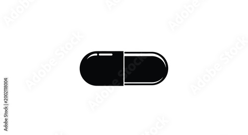 Capsule Pill Silhouette On White Background high quality