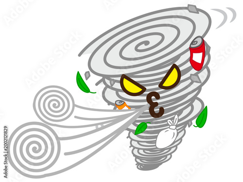 暴風を起こす悪い台風のイラスト素材2