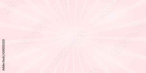 Candy color sunburst wallpaper. Abstract pink cream sunbeams design background. Spinning lines for template, banner, poster, flyer. Sweet rotating cartoon swirl or whirlpool.