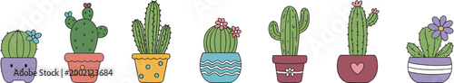 Collection of Cute Potted Cactus Illustrations