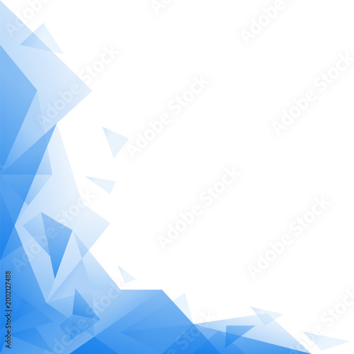 Blue low poly polygon side corner abstract background