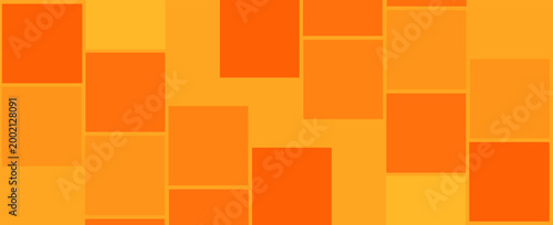 Vibrant orange squares overlap and blend in a digital art composition on a screen.