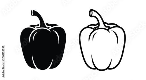 Bell pepper silhouettes black and white design silhouette
