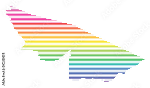 Map of the State Acre (BR) showing the area with parallel horizontal lines in rainbow colors.