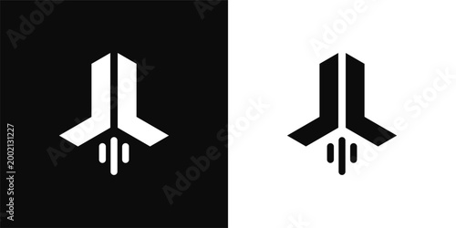 Modern Abstract Geometric Rocket Ship Icon.