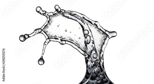 Vibrant clear water splash isolated on a clean white background, capturing pure liquid motion