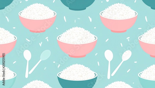 Minimal Rice Illustration Background for Kitchen and Culinary Design