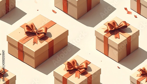 Elegant Repeating Present Box Pattern with Soft Shadows