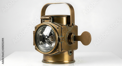 Vintage Brass Lantern Isolated on a White Background - Antique Lighting