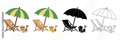 Beach Summer Vacation Set with Umbrella Deck Chair and Sand Bucket Toys