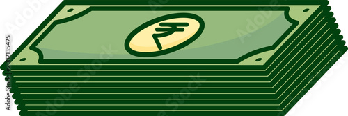 Bilde på lerret Stack of India Rupee cash bundles vector