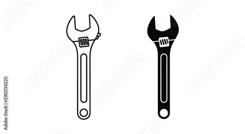 pair of adjustable wrenches silhouette high quality professional detailed modern elegant