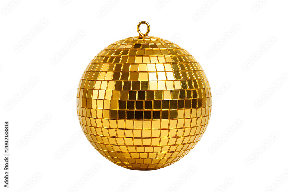 Fototapeta premium Golden Disco Party Ball Isolated on a Transparent Background
