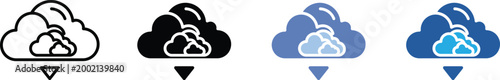 Four variations of a stylized mountain silhouette with a central figure exploring color and contrast