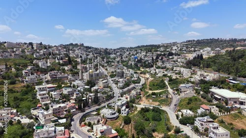 Abu Ghosh village From Above Near Jerusalem Highway, Aerial view on a beautiful day