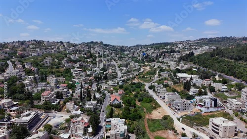 Abu Ghosh village From Above Near Jerusalem Highway, Aerial view on a beautiful day