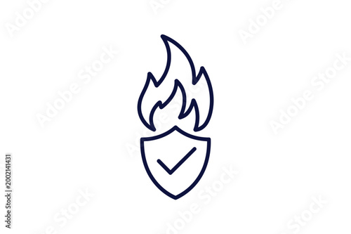 Fire shield icon with check mark