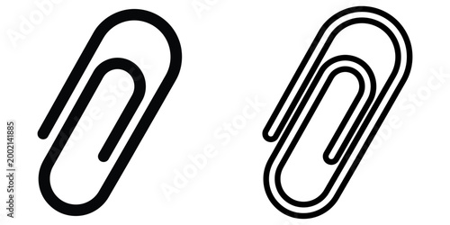 The Visual Comparison of Open and Closed Paper Clips in Different Orientations Vector Contact Icons